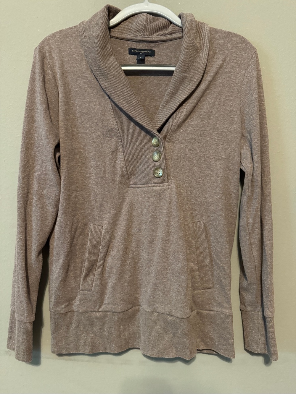 Banana Republic Brown Shawl-Collar Knit Pullover